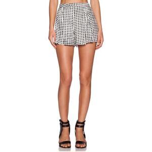 Minkpink Womens XS Gingham Shorts Black Pleated Flared High Waisted Pockets